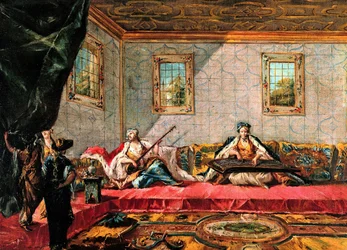 Zwei Odalisken spielen Musik im Harem